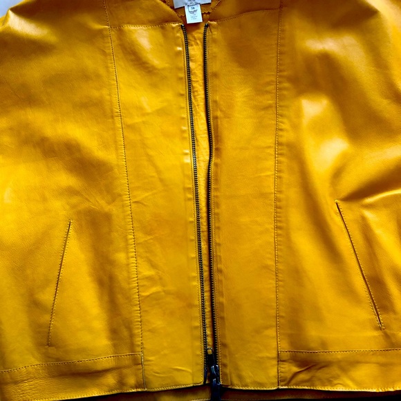 Yellow, 100% lamb leather jacket by hoss - Picture 5 of 8